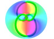 The coloured circles represent the hologram, out of which the knotted light emerges.