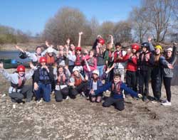 Volunteers and participants after a canoeing trip on the River Wye