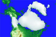 North American ice sheet during the saddle collapse, 14,600 years ago, simulated in this study