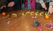 Engineering students display their banana piano and conductive Play-Doh