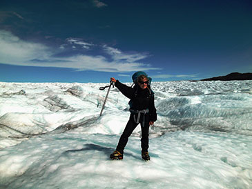 Michaela Musilova during fieldwork on the Greenland ice sheet